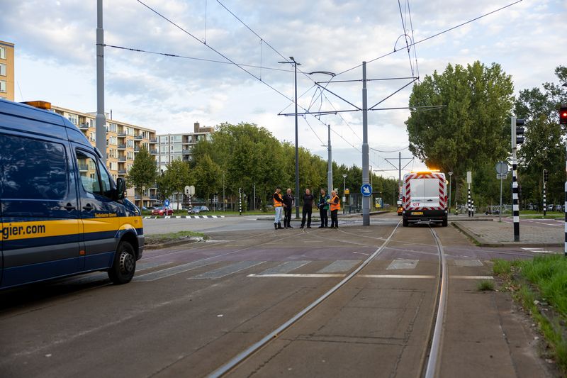 Tramverkeer gestremd door ontsporing in Schiedam